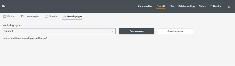 Under &quot;Oversikt&quot; og &quot;Kontraktgrupper&quot; kan man søke etter eksisterende kontraktgrupper, eller opprette en ny gruppe