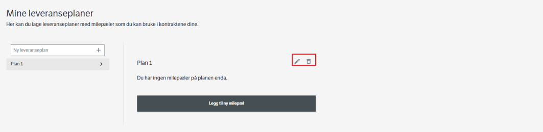 Rediger en leveranseplan ved å trykke på rediger eller slett