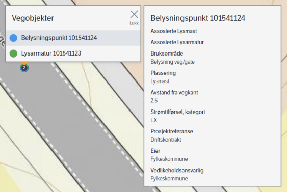 Liste av vegobjekt med tilhørende egenskaper