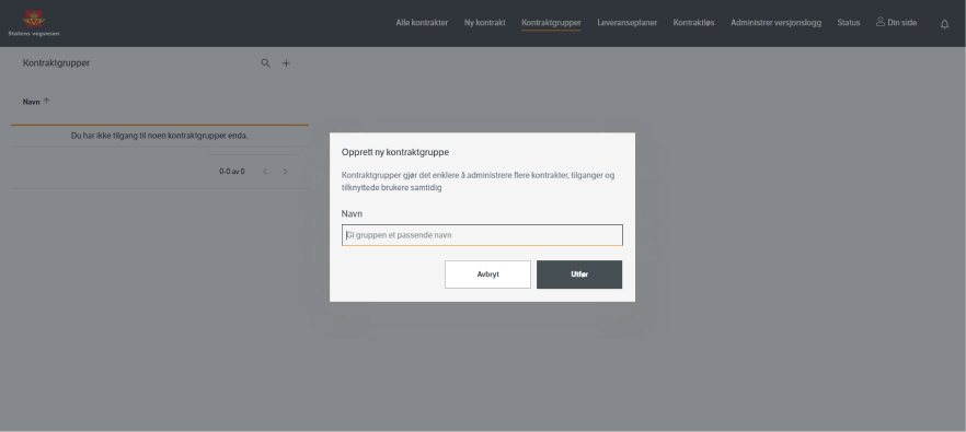 Gi den nye kontraktgruppen et navn i inputfeltet