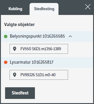 Stedfesting finner du i fanen ved siden av kobling