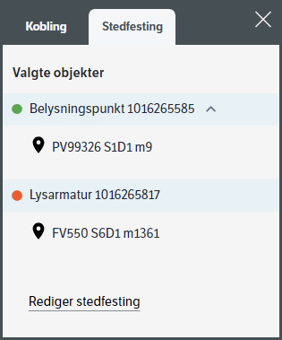 Kom tilbake til redigeringsmodus ved å trykke på rediger stedfesting