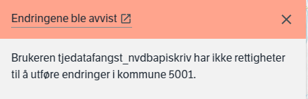 Feilmelding som klager på mangel på rettigheter
