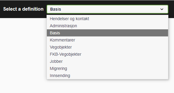 Brukerdialog for å velge riktig definisjon i swagger
